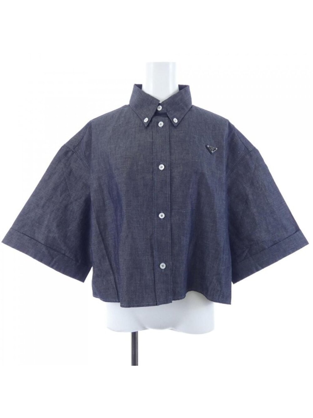 Prada Triangle Logo Short Sleeve Chambray Shirt